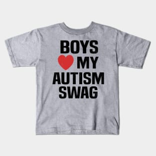 Boys Heart My Autism Swag Funny Boys Love My Autism Swag Kids T-Shirt